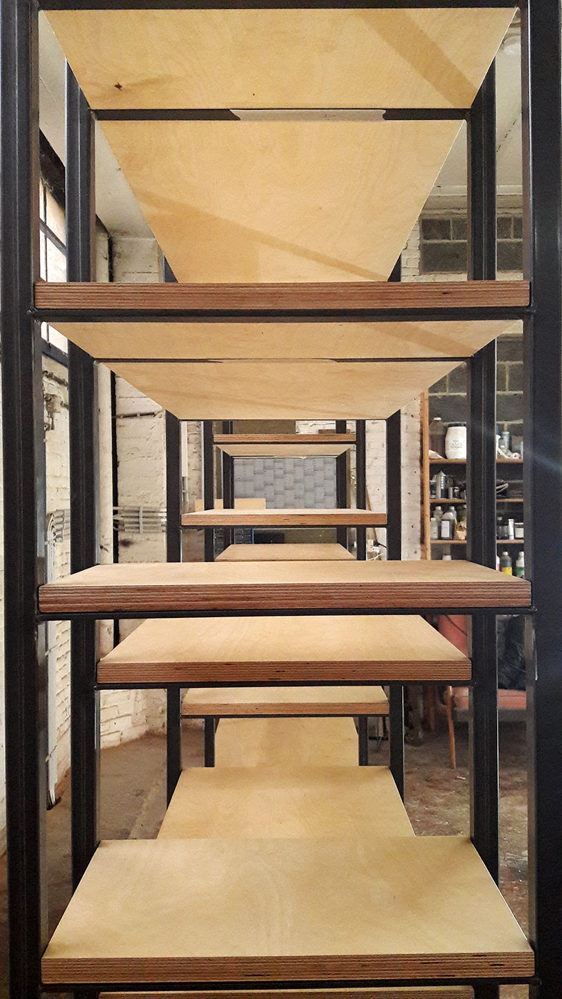 étagère acier et multiplex bouleau