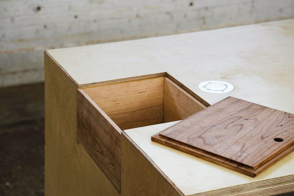 îlot de cuisine, multiplex de bouleau et merisier massif